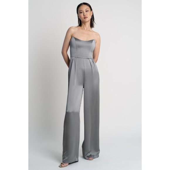 NWT Jenny Yoo Satin Jumpsuit/Pantsuit PALE GOLD (NOT PICTURED) Size 16 - Picture 3 of 4